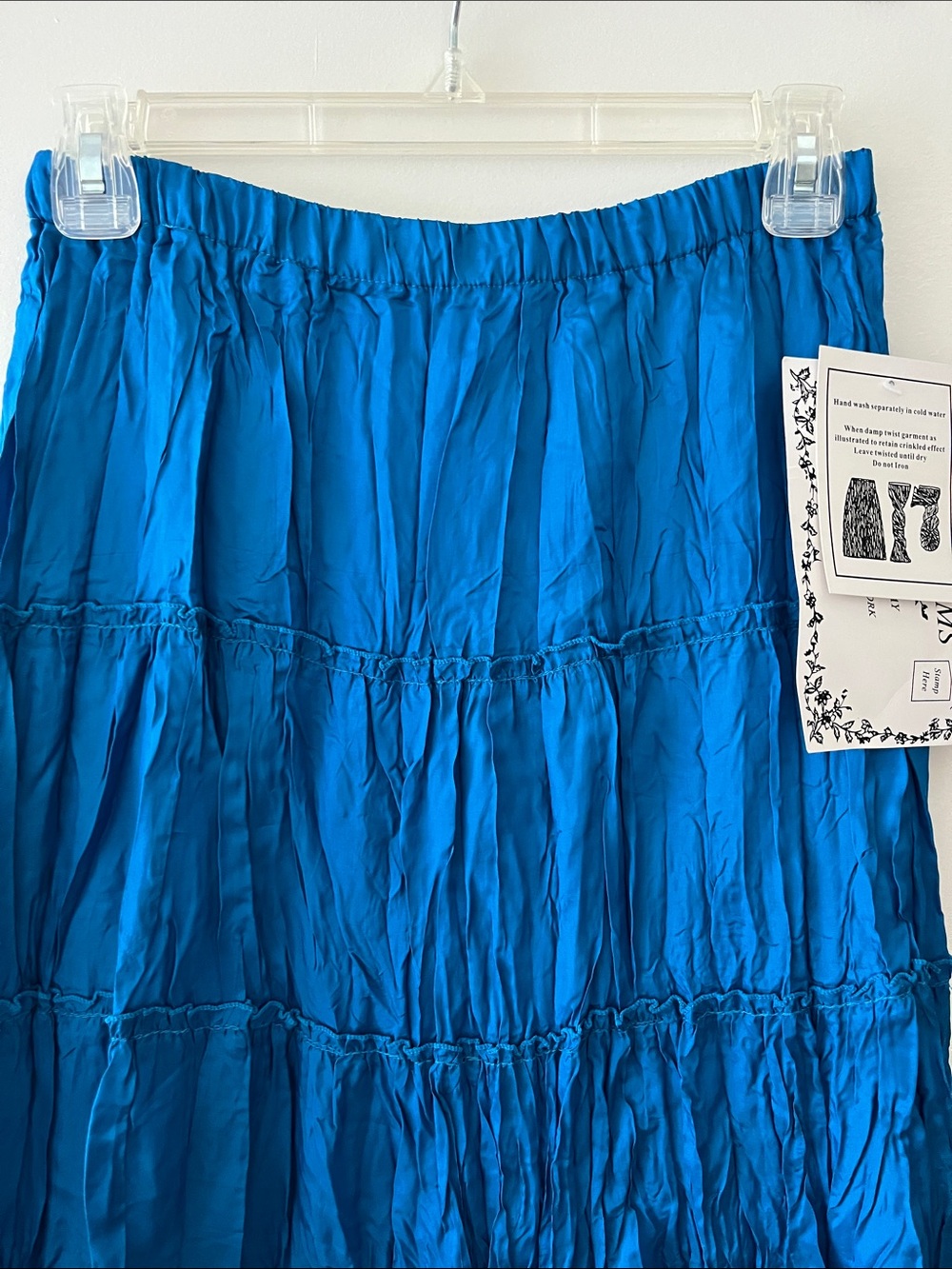 Tantrums Teal-Blue Tiered Crinkle Maxi Skirt-NWT - Picture 4 of 10